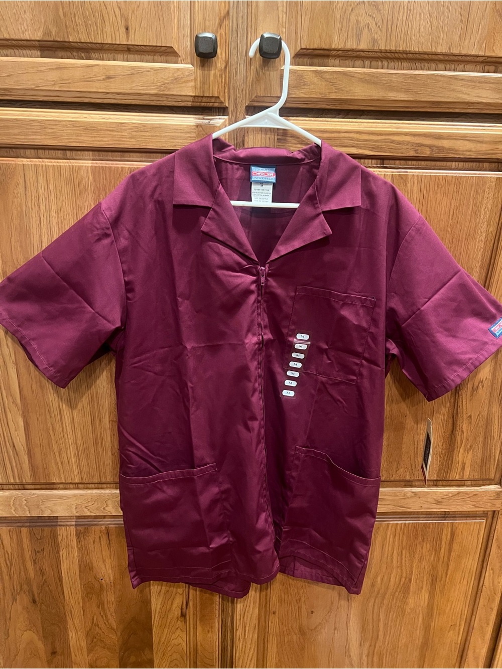 Cherokee Short-Sleeve Maroon Button-Front jacket